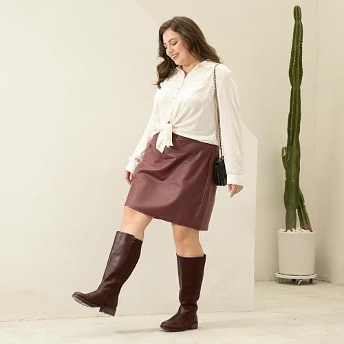 Chicblooms Women's Extra Wide Calf Knee High Boots with Side Zipper and Stretch Panel thumbnail 2