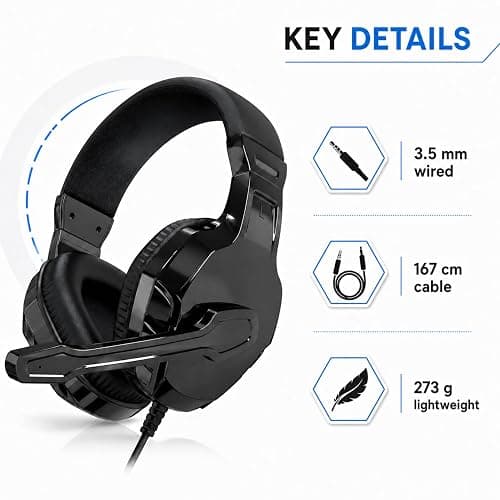 Betron Wired Gaming Headset with Microphone | Headphones for PS5, PS4, Xbox, Nintendo Switch, PC thumbnail 8