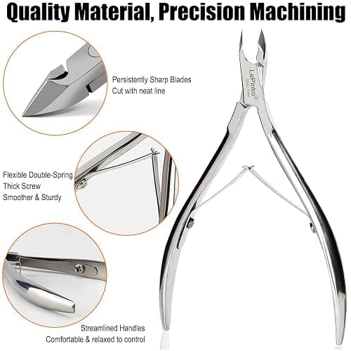 LePinko Professional Cuticle Trimmer Kit, 7mm Jaw | Super Sharp and Labor-saving Dead Skin Remover for Fingernail Toenail, Manicure Pedicure Tool for Women Men, Home Salon Use thumbnail 3
