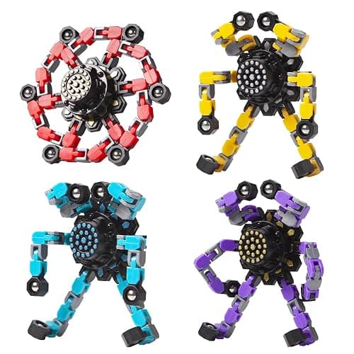 Transformable Fidget Spinners Toys 4 Pcs for Kids and Adults Stress Relief Sensory Toys for Boys and Girls Fingertip Gyros for Party Favors Chrismas Stocking Stuffers Bulk for Teens - Image 1