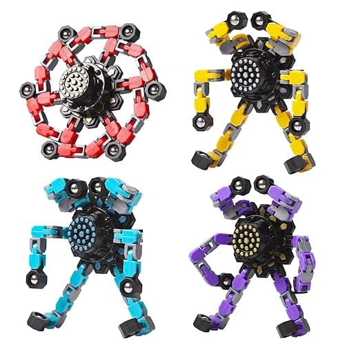Gokeey Transformable Fidget Spinners 4 Pcs for Kids and Adults Stress Relief Sensory Toys for Boys and Girls Fingertip Gyros for Party Favors Stocking Stuffers Bulk for Kids - fidget toys 4pc