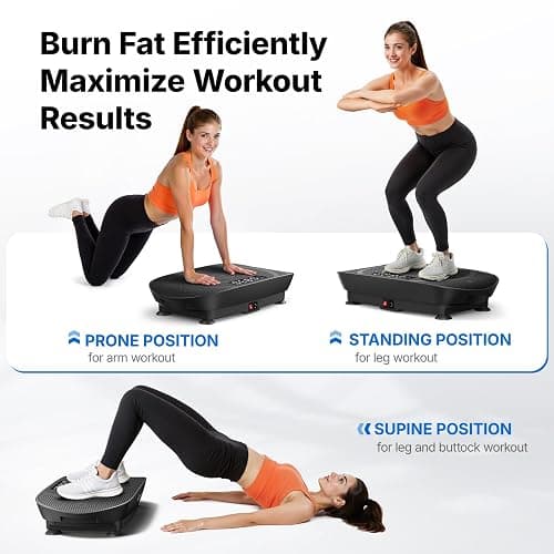 MERACH Vibration Plate Exercise Machine, Curved Vibration Plate for Lymphatic Drainage Weight Loss, Vibrating Plate with Real-Time Calorie Tracking on LED Display, Workout Equipment for Home Women Men thumbnail 4