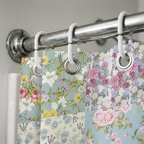 KLYOHAUS Vintage Floral Collage Shower Curtain,180x180cm • Semi-Transparent Water-Resistant Polyester • Includes 12 Hooks • Rustic Decor thumbnail 6