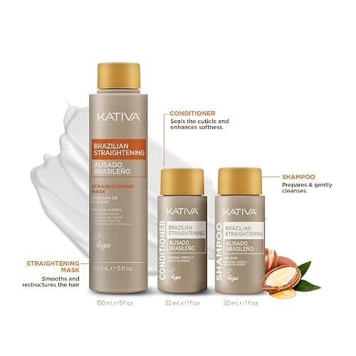 KATIVA Brazilian Keratin Treatment Kit at home Formaldehyde Free Hair Straightening with Hyaluronic Acid, Up to 12 Weeks Frizz Control for Curly, Wavy, Frizzy Hair (Straightening Kit) thumbnail 3