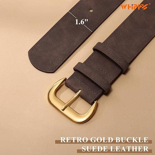 WHIPPY Wide Chunky Belt for Women Dresses Fashion Ladies Thick Leather Belt with Gold Buckle thumbnail 3