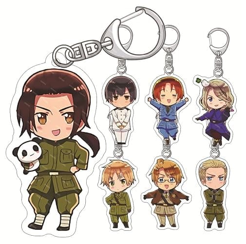 GO2COSY Set of 7 Anime Axis Powers Hetalia Acrylic Keychain Pendant Key Chain Style A - Image 1