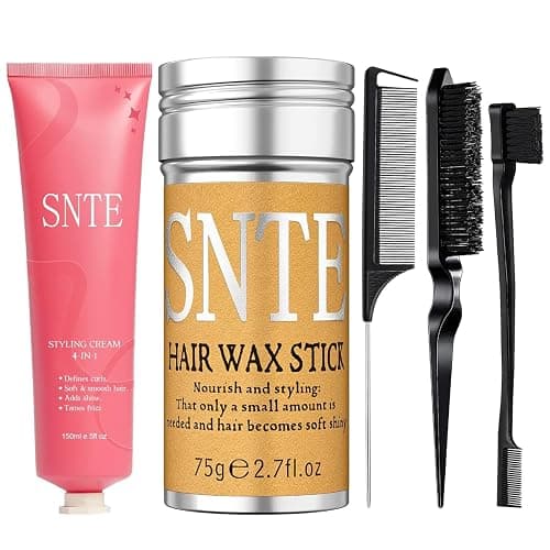 Samnyte Hair Styling Cream Slick Back Hair Brush Hair Wax Stick Set, 4-In-1 Styling Cream for Flyaways, Add Shine Slick Back Hair Products, Non-greasy Hair Smoothing Cream, No White Flakes Curl Cream - Image 1