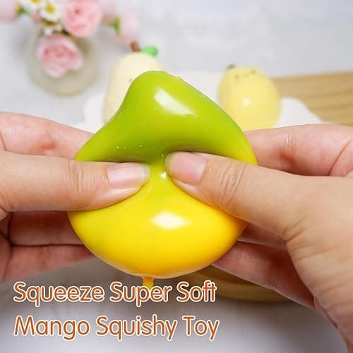 5 Pcs Handmade Fruit Taba Squishies Toys, Stress Relief Squishies Fidget Toys Include Strawberry, Banana, Mango for Party Favors OPP Packaging thumbnail 3