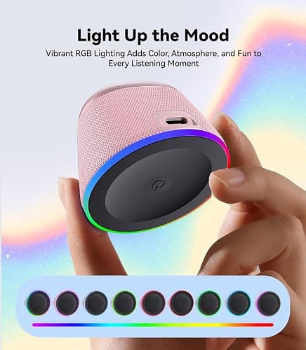 Portable Speaker Phone Stand Gifts: Easter Basket Stuffers for Teens Adults, 2 in 1 Magnetic Bluetooth Speakers, Loud Sound IPX5 Waterproof/9 Light Modes/TWS, Home/Office/Travel Essentials-Rose Pink thumbnail 9