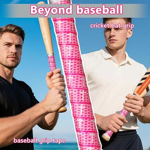 Eyourlife 2-Pack Baseball Bat Grip Bat Wraps for Baseball Softball Cricket Gifts Tapes Pro Feel 1.1mm Non-Slip Elite Batting Grip Tape for Bats Players & Coaches & Enthusiasts - Cross Pink thumbnail 5