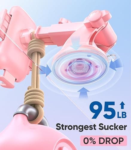 VICSEED Pink Phone Holders for Your Car, [True Military-Grade Shockproof Strongest Suction Power], 3-in-1 Dashboard Windshield Vent, Truck Boat Stand Cell Phone Mount for iPhone Android All Phones thumbnail 3