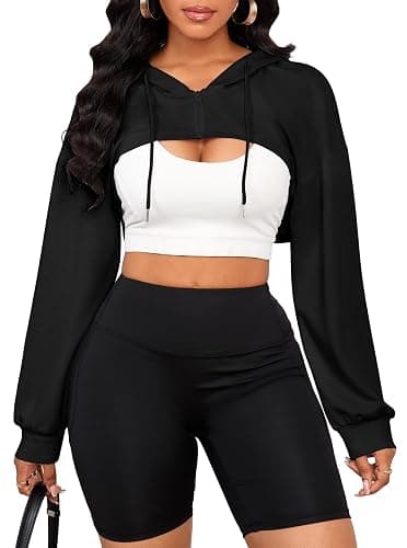 LovelyWholesale Women Cropped Hoodie Zip Up Long Sleeve Crop Top Sweatshirts thumbnail 5