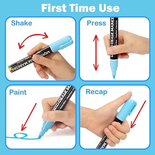 30 Pack Liquid Chalk Markers for Blackboard, Dry Erase Markers Pens for Chalkboard Calendar Window Car Glass, 6mm Reversible Tip, Dust-Free Chalk Pens for School Kids Bistro Businesses Restaurants thumbnail 4