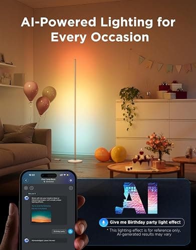 Govee RGBIC Floor Lamp Basic, LED Corner Lamp Works with Alexa, Smart Modern Floor Lamp with Music Sync and 16 Million DIY Colors, Color Changing Standing Lamp for Bedroom Living Room thumbnail 6