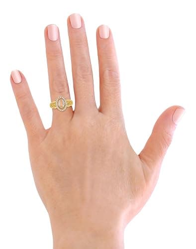 Savlano 18K Gold Plated Yellow White & Rose Tri Color Lady of Guadalupe Virgin Mary with Round Cut Cubic Zirconia Women Religious Ring thumbnail 4