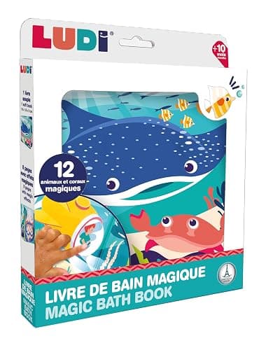 Ludi - Livre De Bain Magique - 12 Animaux Marins Et Coraux - À Décourvrir Au Contact De l'eau - Dès 10 Mois - Découverte, Motricité Fine Et Réflexion - Thème Marin thumbnail 3