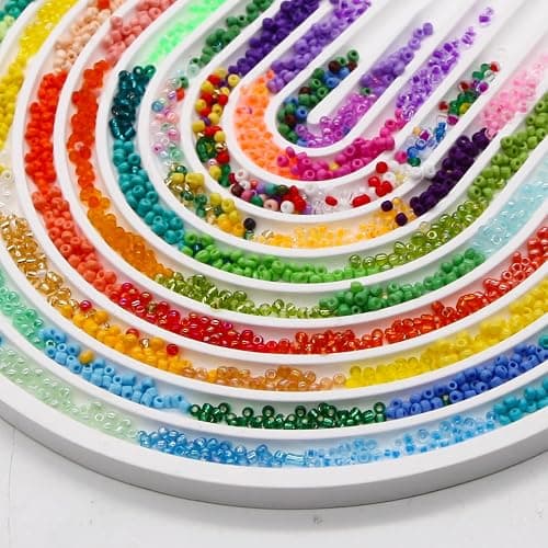 EuTengHao Perles de rocaille en verre de 3mm pour kit de fabrication de bracelets, 8/0 petites perles pour bracelet, collier, bijoux (36000pcs, 144 couleurs) thumbnail 6