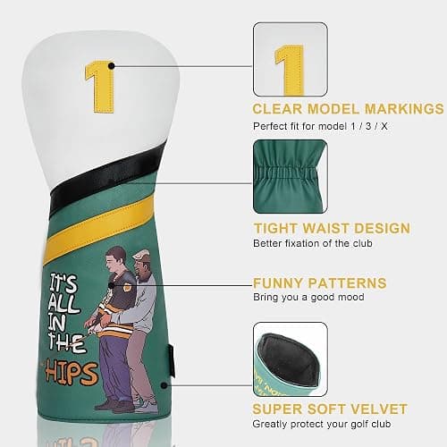WONXISEN Golf Club Headcover for Drivers, Fairway Woods, Hybrid/Rescue, and Mallet Blade Putter Funny Style Premium Leather Golf Headcovers Set with Embroidery Tags for Men and Women thumbnail 3