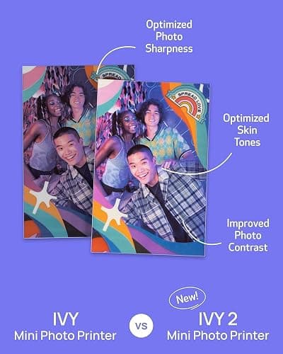 Canon Ivy 2 Mini Photo Printer (Blush Pink) - Bluetooth, Print from iOS & Android Devices, Bundle Incl. 110 Zink Sticky-Back Prints, LED Light Bar, Protective Case, and USB Cable thumbnail 5