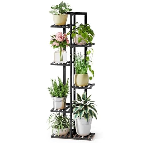 ROSSNY 48 Inch Tall Plant Stand Indoor, 6 Tier 7 Potted Bamboo Plant Stands for Indoor Plants, Corner Plant Stand, Tiered Plant Stands, Plant Shelf For Indoor, Planter Holder for Multiple Plants Indoor, Black thumbnail 2