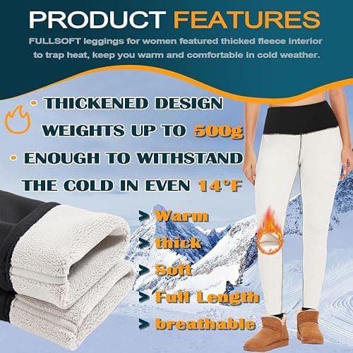 FULLSOFT Thick Fleece Lined Leggings for Women – High Waisted Winter Thermal Warm Yoga Pants Workout Tummy Control Leggings thumbnail 4