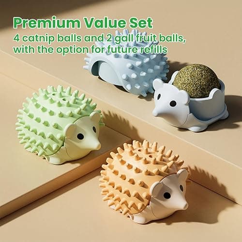 Petinstinct 6 Pcs Catnip Ball Toys with Rubbing Shell, Lickable Roller Catnip Toys for Cats Chew, Edible and Refillable Kitten Toys, Teeth Cleaning Dental Indoor Cat Treats Toys, 3 Shells 6 Balls thumbnail 7