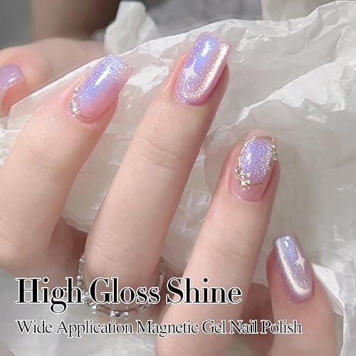 Double Rhythm 0.5 OZ Cat Eye Gel Polish with Magnet 15ML Holographic Glitter Shimmer Translucent Jelly Color Magnetic Nail Polish Salon DIY at Home (MC1001) thumbnail 7