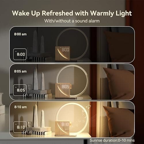 Vivilumens Sunrise Alarm Clock Sound Machine Nightlight, Gradual Wake Up Light, Digital Dimmable Clock, 10 White Noise Sleep Sounds, Snooze, Dual Clocks for Heavy Sleeper Adult, Decor Gifts for Women thumbnail 4
