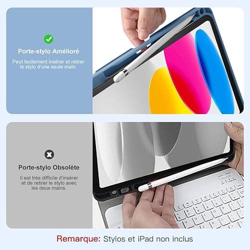 Vobafe Coque Clavier pour iPad A16 11/10 Ème Generation (11 Pouces 2025/10.9 Pouces 2022), Étui Keyboard 7 Couleurs Rétroéclairées avec Porte Crayon, AZERTY Layout pour iPad 10eme/11eme, Bleu thumbnail 6