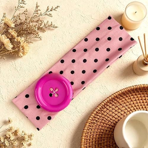 Wishcore Big Button Polka Dot Wide Headband Hair Hoop Y2K Retro (White-Red) | Cutecore,Daily Makeup Hair Accessory,Cute Headbands,Soft Non Slip Fashion Hair Bands,Daily Outfits Party Hair Accessories thumbnail 8