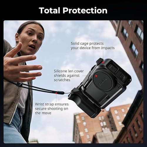 SMALLRIG Handle Grip Kit for DJI Osmo Action 6 with Metal Cage, Street Photography Grip for DJI, Action 6 Cage with Shutter Button, Cold Shoe, Wrist Strap, Lens Cover, 1/4 Threaded Hole - 6037 thumbnail 3