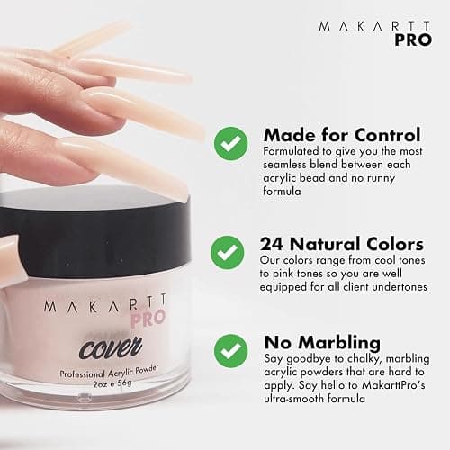 MakarttPro Acrylic Powder – Durable, Long-Lasting, Easy-Apply Formula for Nail Extensions, Overlays, Sculpting & Nail Art – 56g/2oz – Soft Pink, Perfect for Pros and At-Home Use thumbnail 4