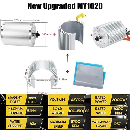 Kunray 72V 3000W Electric Brushless DC Motor for Electric Scooter 6700RPM | High Speed Motor with Temperature Sensor, for Go Kart, Dirt Bike, Light ATV Upgrade DIY,Motor Without Foot Bracket thumbnail 2