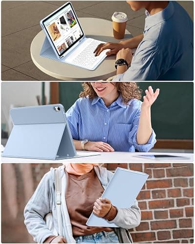 SQBEBS Case with Keyboard for iPad (A16) 11th/10th Generation 11 inch 2025/10.9 inch 2022, Detachable Bluetooth Keyboard, Stand Folio Keyboard Cover with Pencil Holder for iPad 10 Gen, Light Blue thumbnail 9