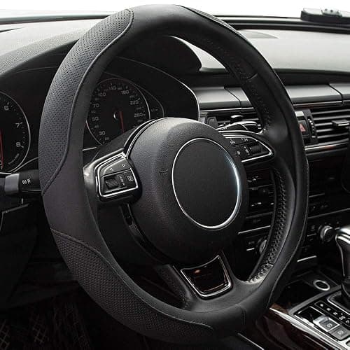 Xizopucy Car Steering Wheel Cover,14.5-15 Inch Black Universal Microfiber Leather Covers Breathable Anti-Slip Odorless Steering Wheels Accessories for Men Women - Image 1