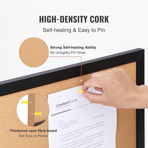 VEVOR Cork Board for Office, 36" x 24" Bulletin Board for Wall, Vision Board Push Pin Board with Framed for Office Home and School thumbnail 5