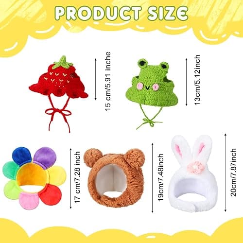 Weewooday 5 Pieces Cat Costume Christmas Bunny Hat Outfit with Ears Funny Cat Hat and Small Dogs Kitten Puppy Party Christmas Easter Costume Accessory Headwear(Vivid Style) thumbnail 2