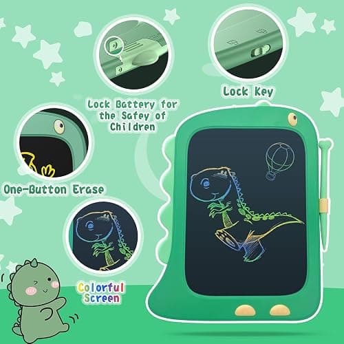 ORSEN 8.5 Inch LCD Doodle Board Tablet Toy - Green Dinosaur Drawing Pad for Kids 2-6 Years Old - Christmas and Birthday Gifts thumbnail 5