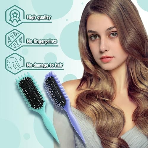 COLAYERIST 2PCS Curly Hair Brush for Women, Curl Defining Brush, Curl Brush for Curly Hair, Define Curly Styling Brushs for Women and Men to Reduce Pulling(Green+Purple) thumbnail 6