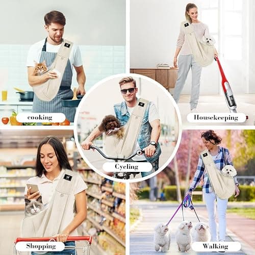 PAWPUBBY Dog & Cat Carrier Sling, Adjustable Soft Padded Shoulder Puppy Carrier, Hands-Free Dog Carrier Bag with Double Safety Buckles Premium Material for Outdoor Travel (Apricot, M) thumbnail 6