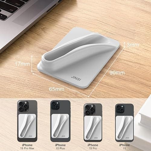 JINSI Magnetic Lip Gloss Holder Phone Case, Secure Silicone Portable Lipstick & Lip Balm Holder for Magnetic iPhone 15/14/13/12 Series, Grey thumbnail 2