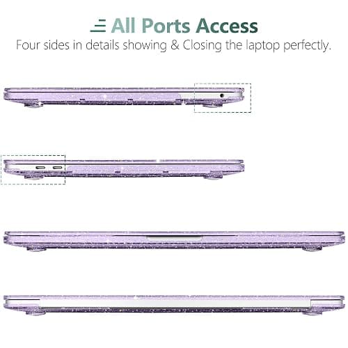 DONGKE for MacBook Pro 13 inch Case 2023 2022 2021 2020 Release Model A2338 M2/M1 A2289 A2251 with Touch Bar & Touch ID, Glitter Bling Plastic Hard Shell Case & Keyboard Cover, Star Purple thumbnail 3