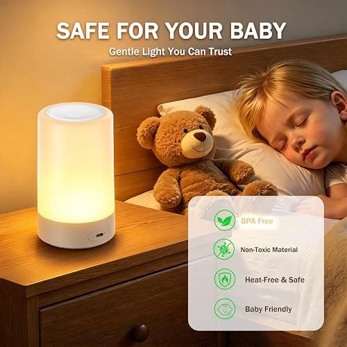 G Keni Baby Night Light, Rechargeable Nursery Night Light with Touch Control, Dimmable Soft Warm LED Bedside Lamp for Breastfeeding, Diaper Changing, Newborn Sleep Aid thumbnail 8