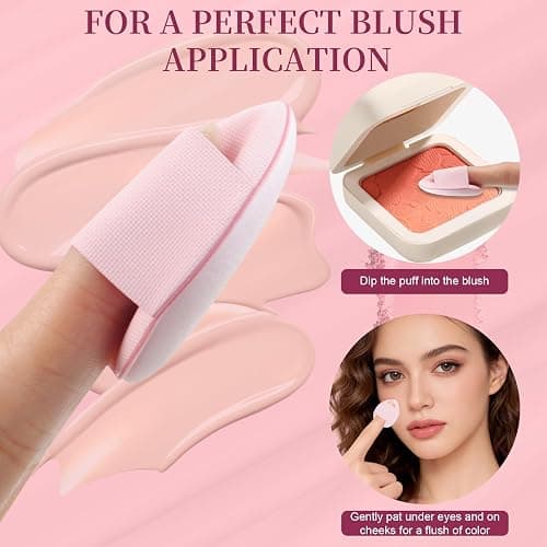 DUAIU 16 PCS Makeup Sponges Set, Beauty Blenders & Powder Puffs for Foundation, Cream, Powder, Face Makeup Sponge Kit with Blender, Triangle Puff and Mini Make up Sponges for Wet Dry Use (Pink) thumbnail 5