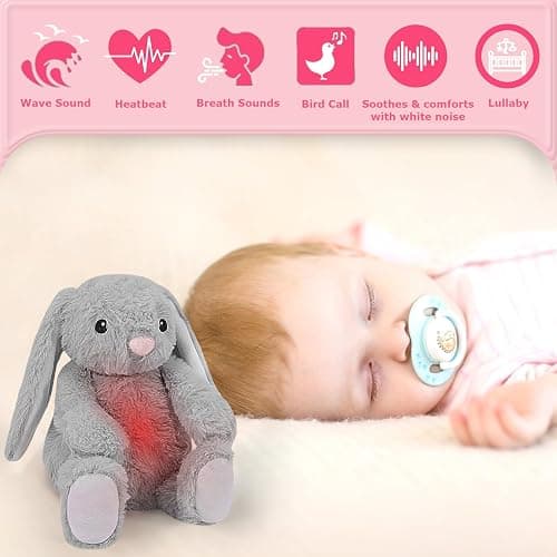 DEARBABY Baby Soother Cry Activated Sensor Toys,Heartbeat Bunny for Babies,Plush Stuffed Animal for Newborn Infants,Baby Toy Vibrating with Mom’s Heartbeat, for Girls and Boys thumbnail 3