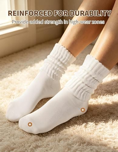 CLOSEMATE Womens Scrunch Crew Socks, Retro Slouch Mid Calf Socks, 3 Pairs | Breathable Cotton & Cushioned Terry Sole, Elastic Cuff for Adjustable Scrunch Styling with Sneakers & Boots thumbnail 7