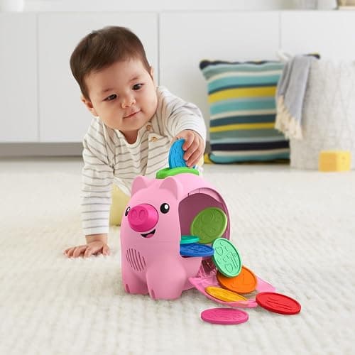 Fisher-Price Laugh & Learn Count & Rumble Piggy Bank, musical baby toy with fun motion action, GJC68 thumbnail 2