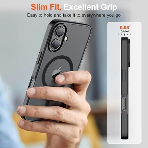 SUPFINE Magnetic for iPhone 17 Case (Compatible with MagSafe)(Military Grade Drop Protection) Translucent Matte Shockproof with Anti-Fingerprint Phone Cover,Black thumbnail 7