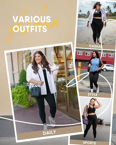 HLTPRO 3 Pack Plus Size Leggings for Women, High-Waisted and Stretchy | Non See Through, Tummy Control, Yoga Running & Daily Wear thumbnail 3