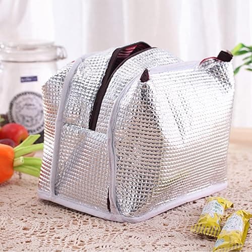 2PCS Lunch Bags Reusable Lunch Tote Bags Portable Lunch Cooler Bag Lunch Holder Insulated Lunch Box Bag for Picnic Office Beach (Green+Red) thumbnail 6